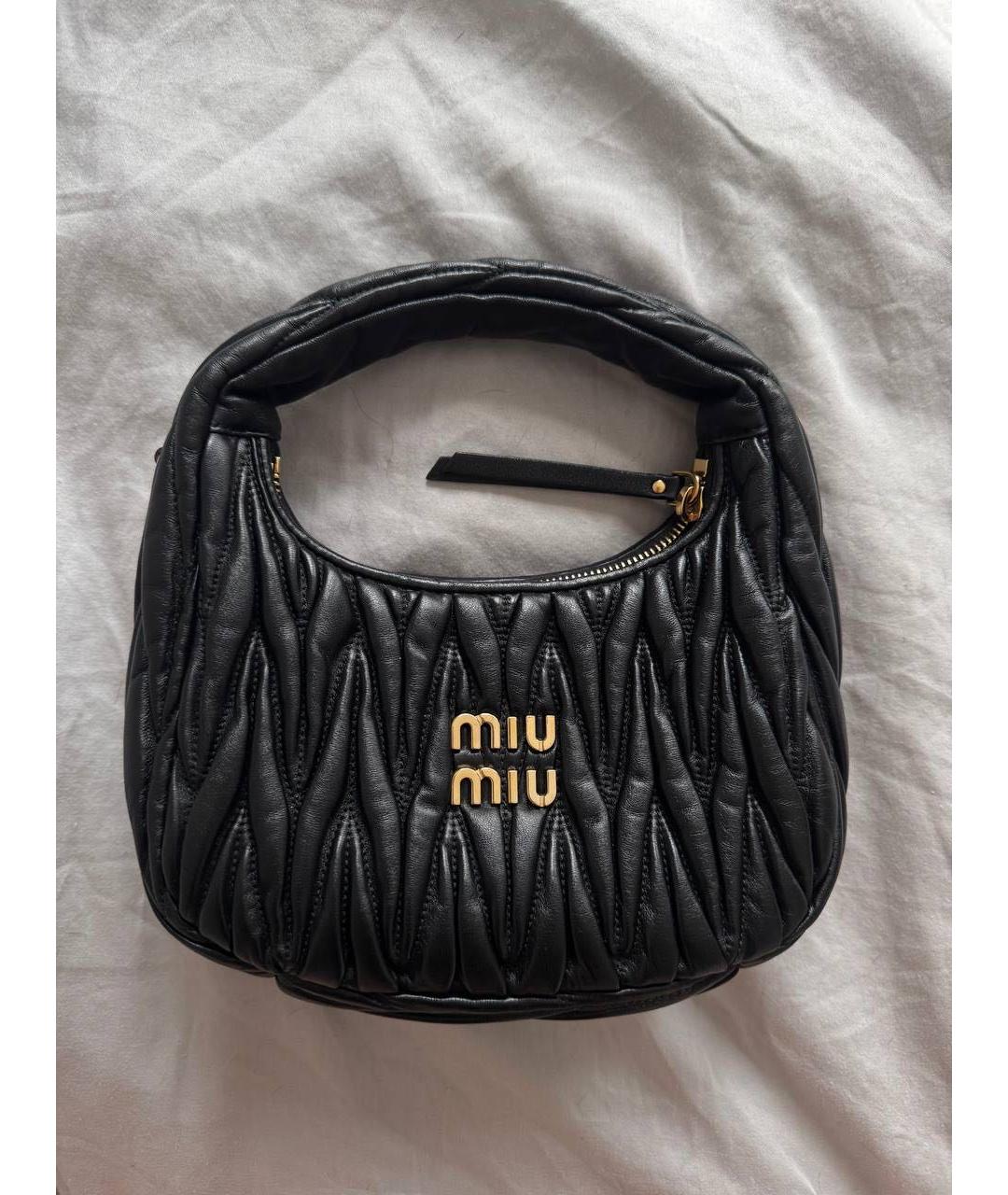 MIU MIU Черная кожаная сумка с короткими ручками, фото 2