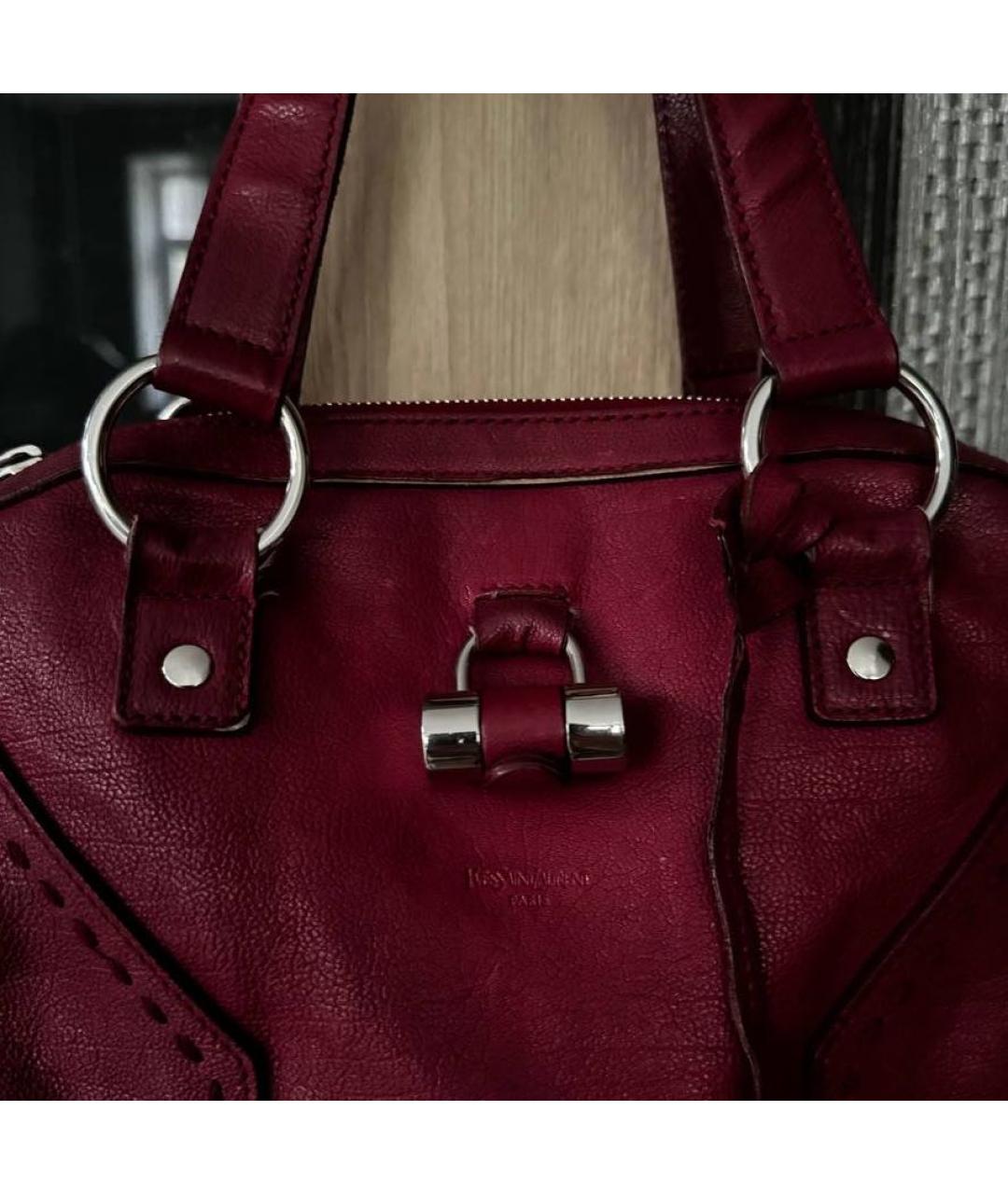 SAINT LAURENT Розовая кожаная сумка с короткими ручками, фото 7