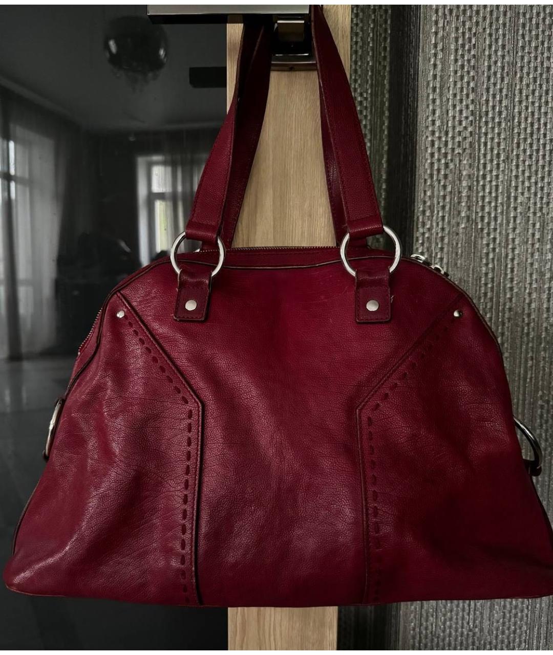 SAINT LAURENT Розовая кожаная сумка с короткими ручками, фото 3