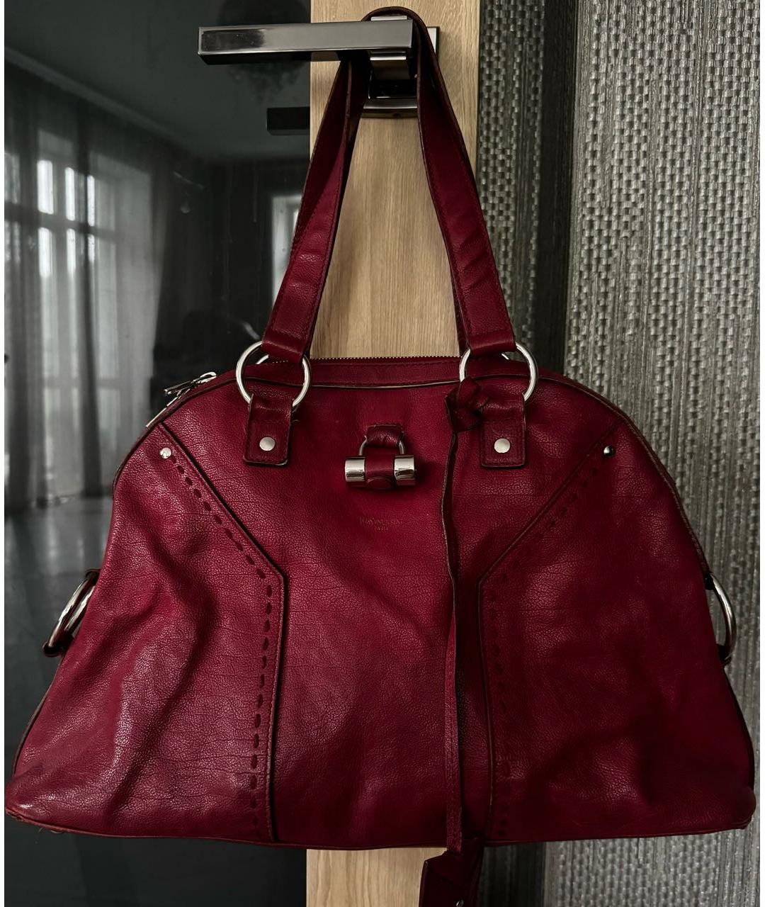 SAINT LAURENT Розовая кожаная сумка с короткими ручками, фото 8