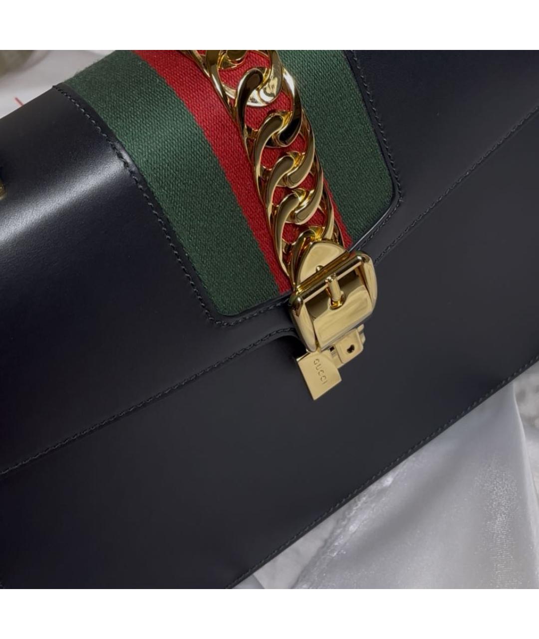 GUCCI Черная кожаная сумка с короткими ручками, фото 8
