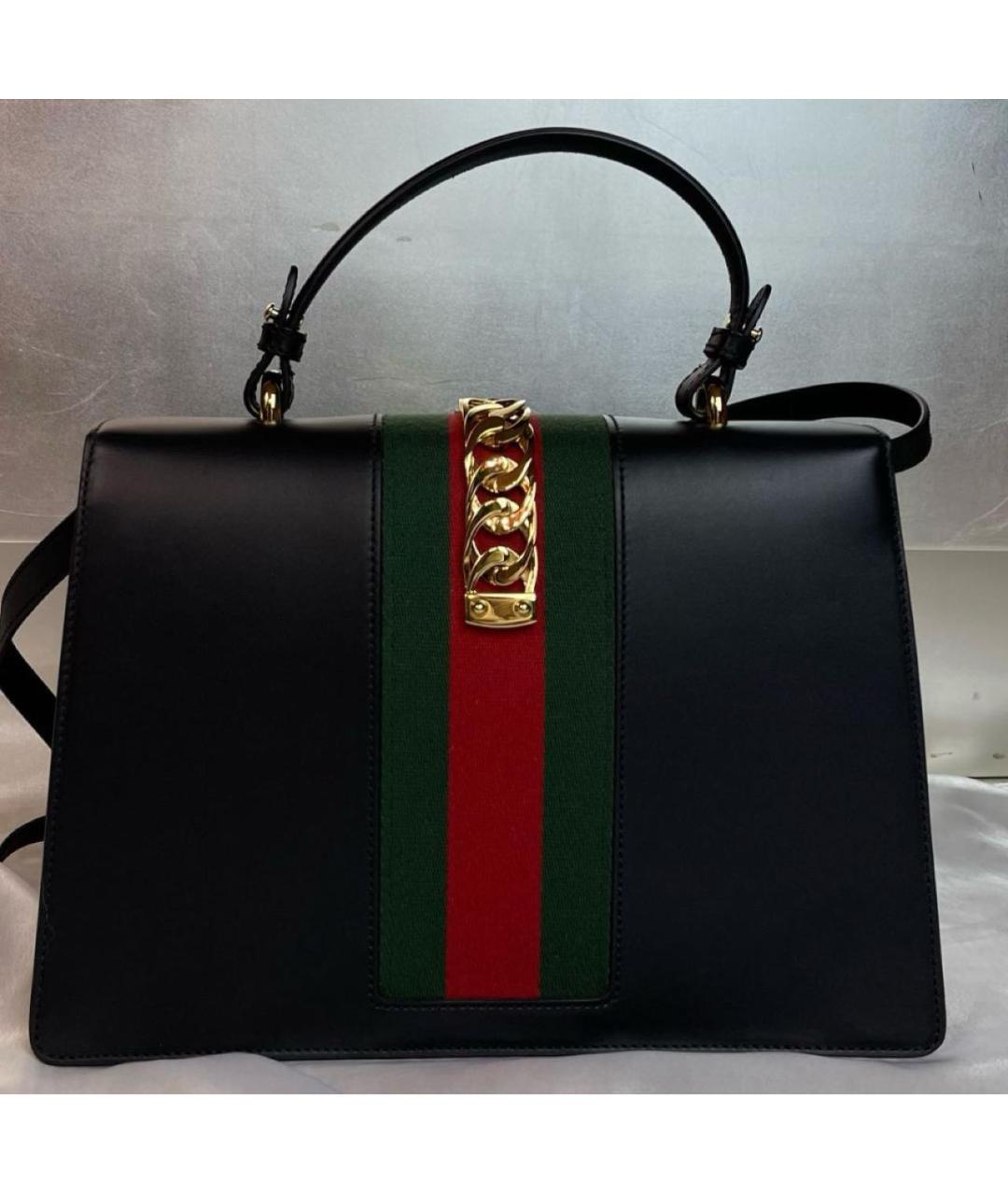 GUCCI Черная кожаная сумка с короткими ручками, фото 3