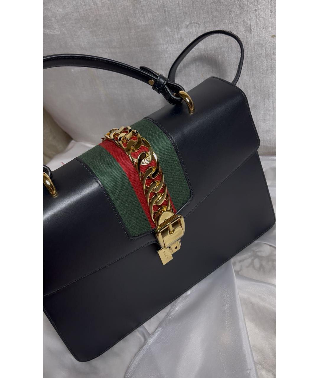 GUCCI Черная кожаная сумка с короткими ручками, фото 2