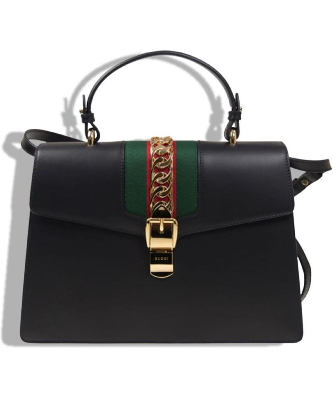GUCCI Черная кожаная сумка с короткими ручками, фото 8