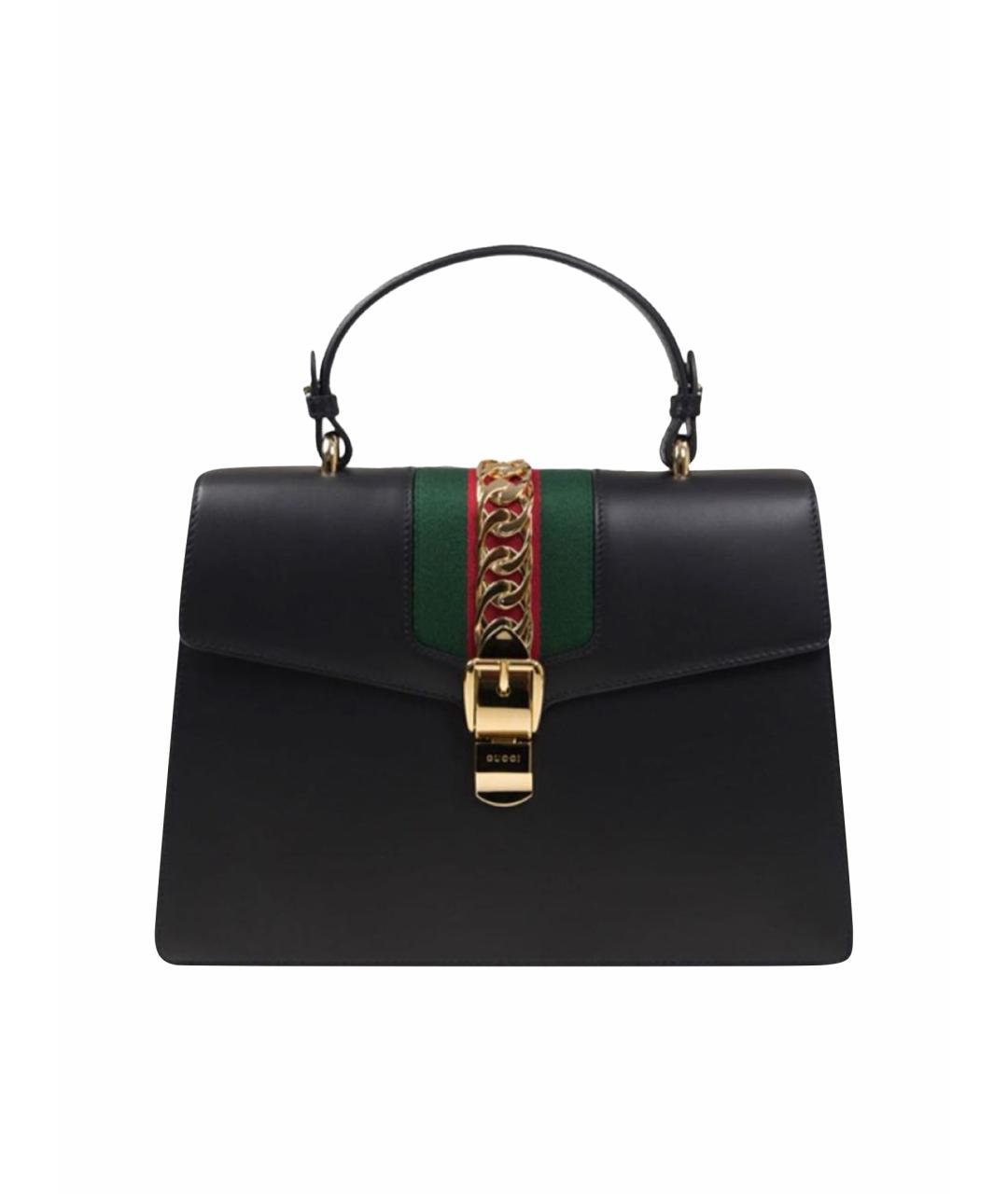GUCCI Черная кожаная сумка с короткими ручками, фото 1