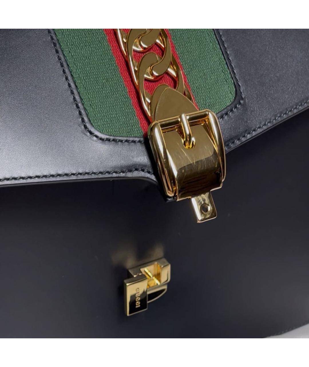 GUCCI Черная кожаная сумка с короткими ручками, фото 7
