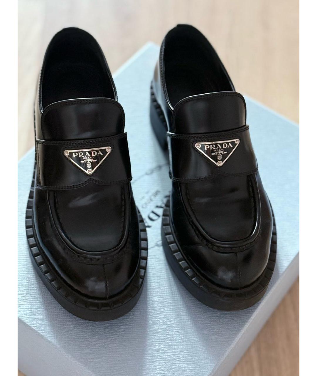 PRADA Черные кожаные лоферы, фото 2
