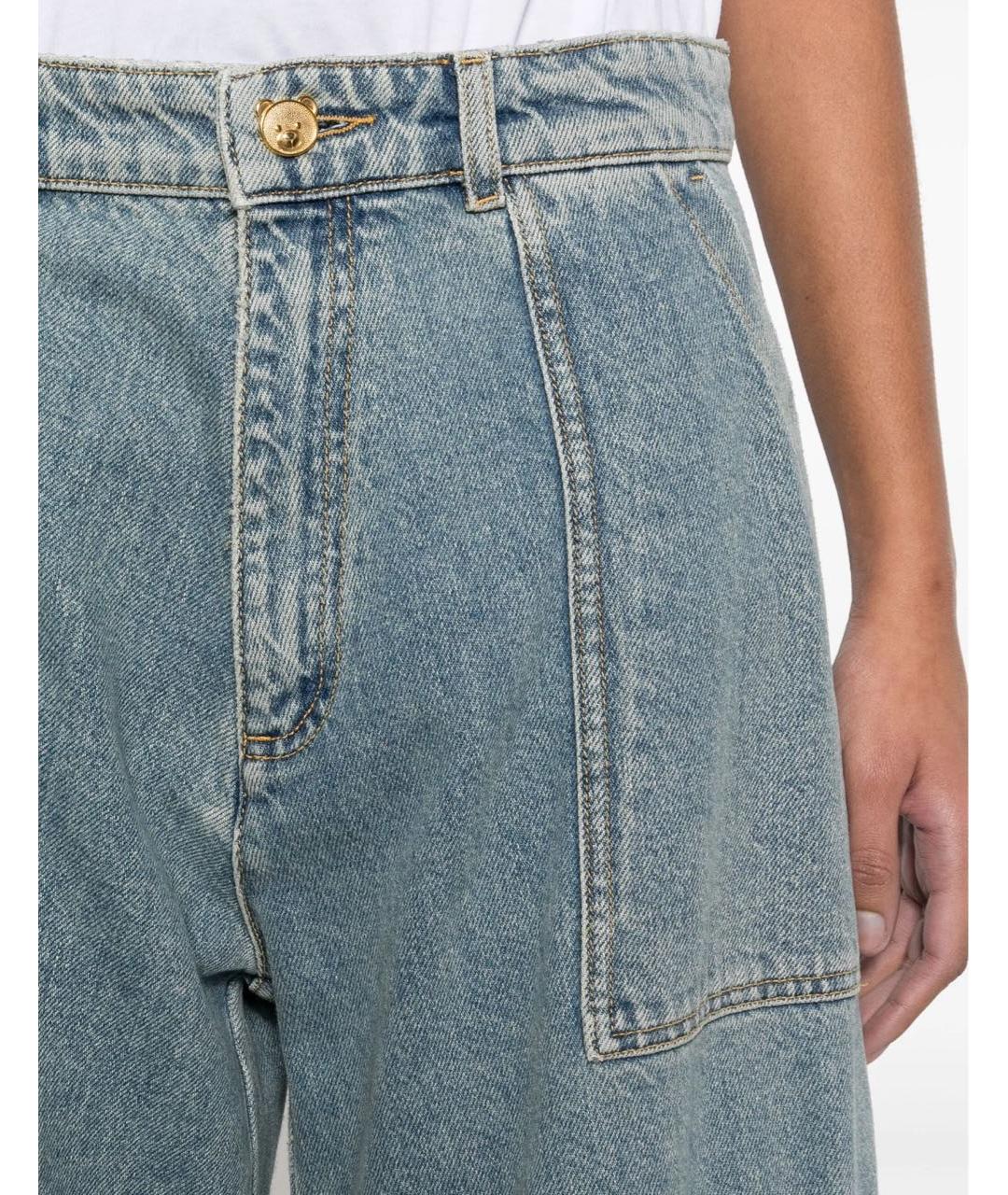 MOSCHINO Голубые хлопковые брюки широкие, фото 4