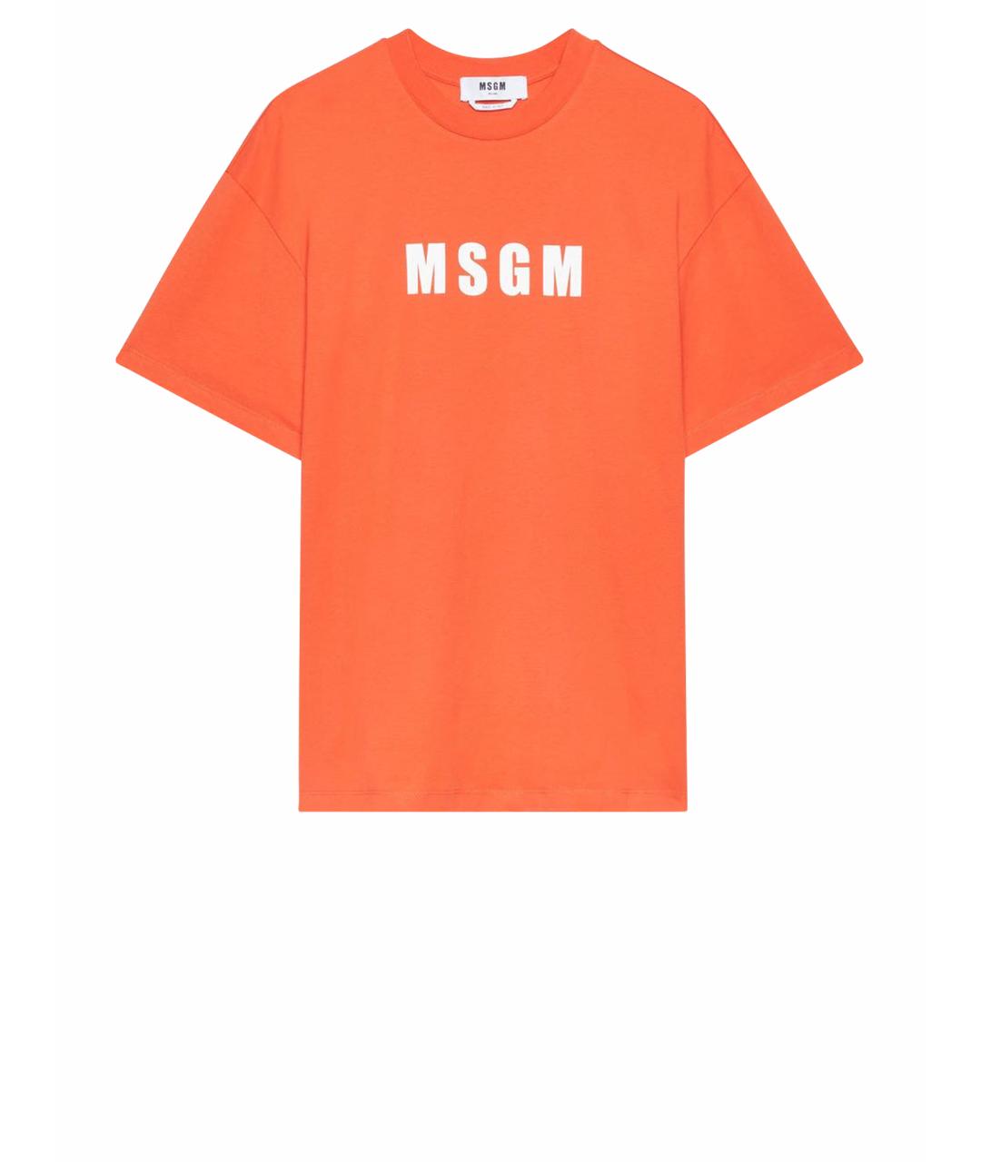 MSGM Оранжевая хлопковая футболка, фото 1