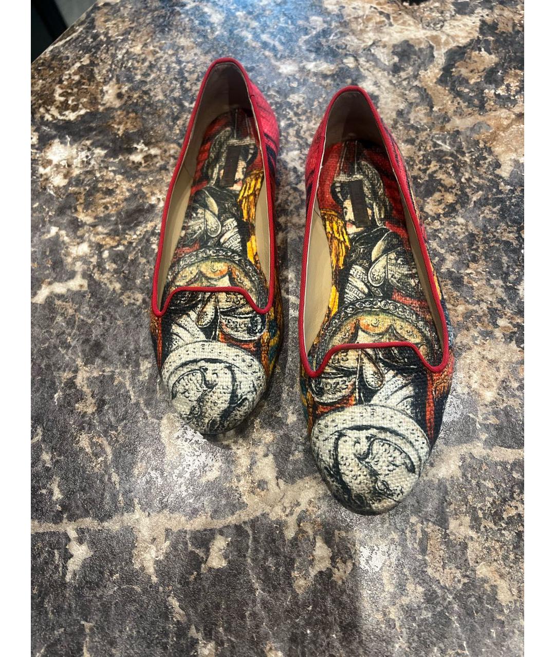 DOLCE&GABBANA Красные текстильные лоферы, фото 2