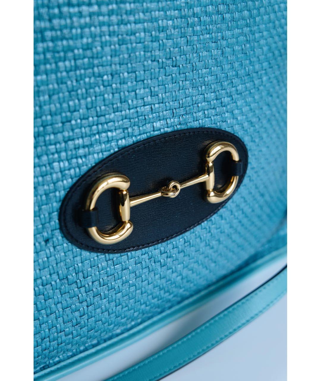 GUCCI Бирюзовая кожаная сумка тоут, фото 2