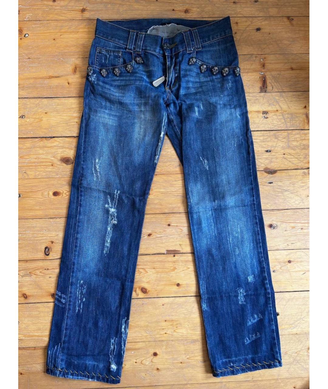 PHILIPP PLEIN Синие прямые джинсы, фото 8