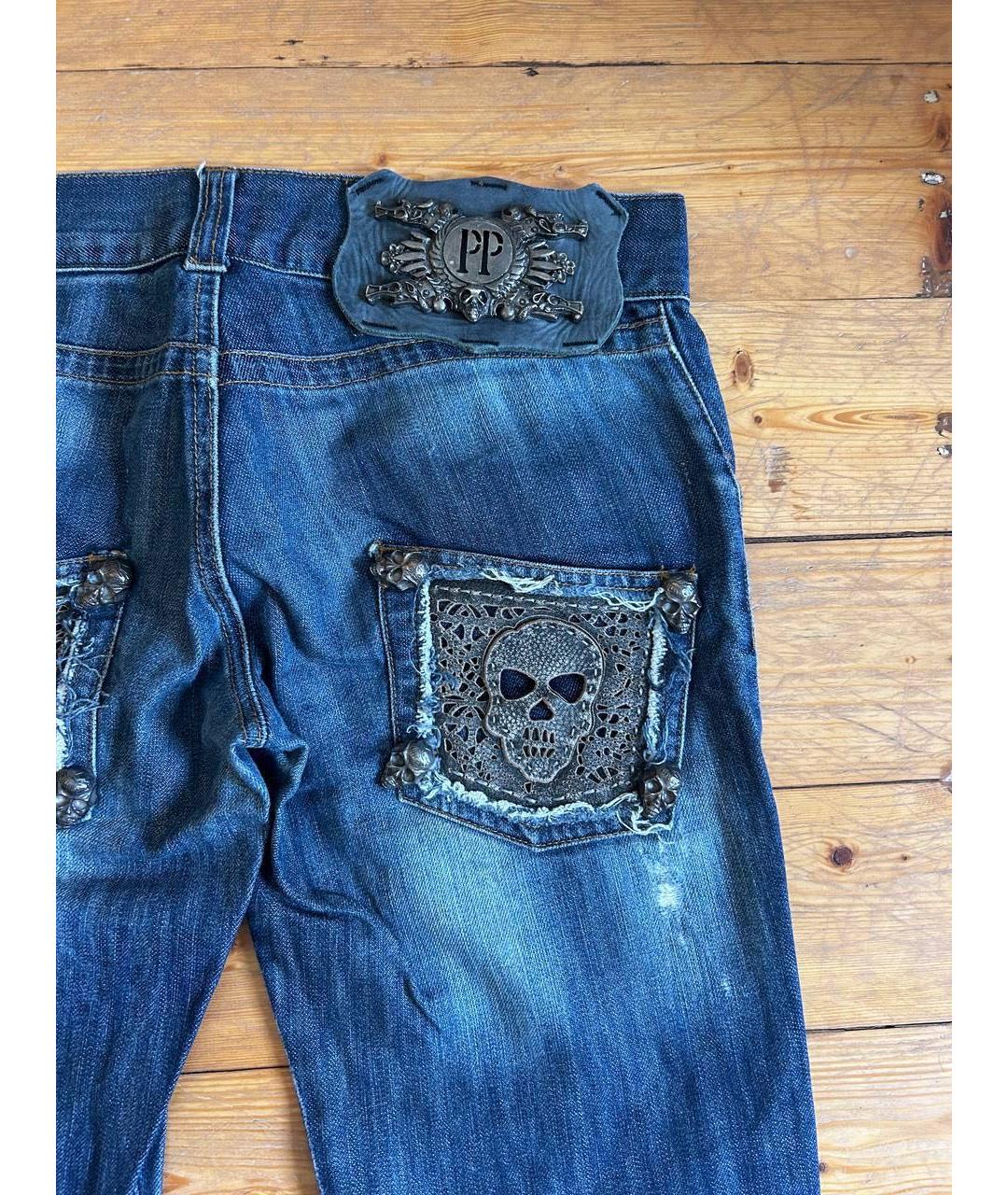 PHILIPP PLEIN Синие прямые джинсы, фото 4