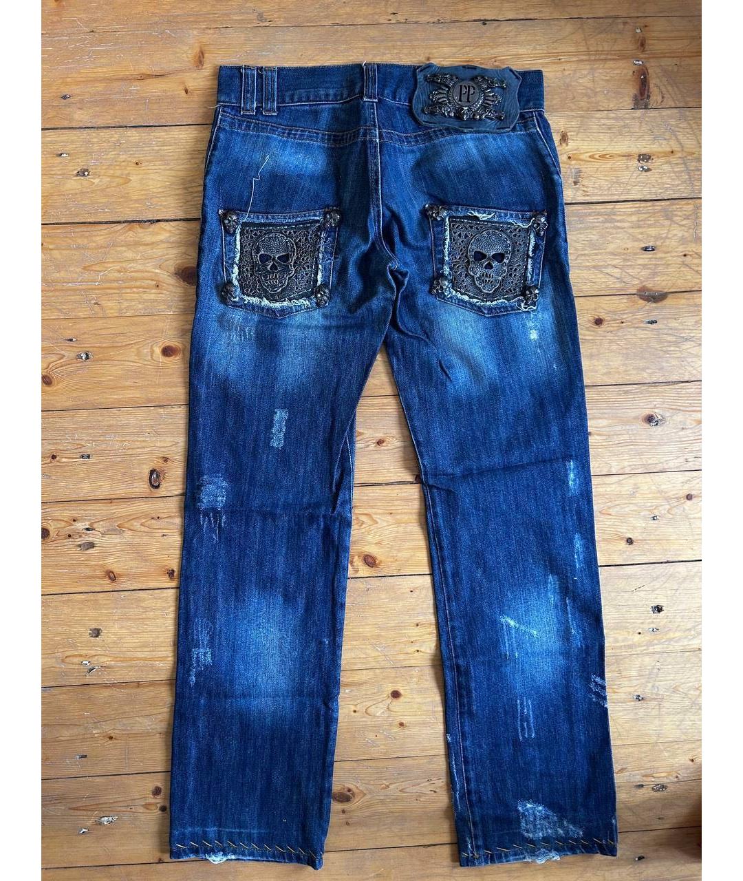 PHILIPP PLEIN Синие прямые джинсы, фото 2