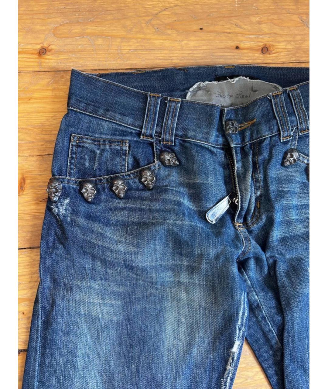 PHILIPP PLEIN Синие прямые джинсы, фото 3