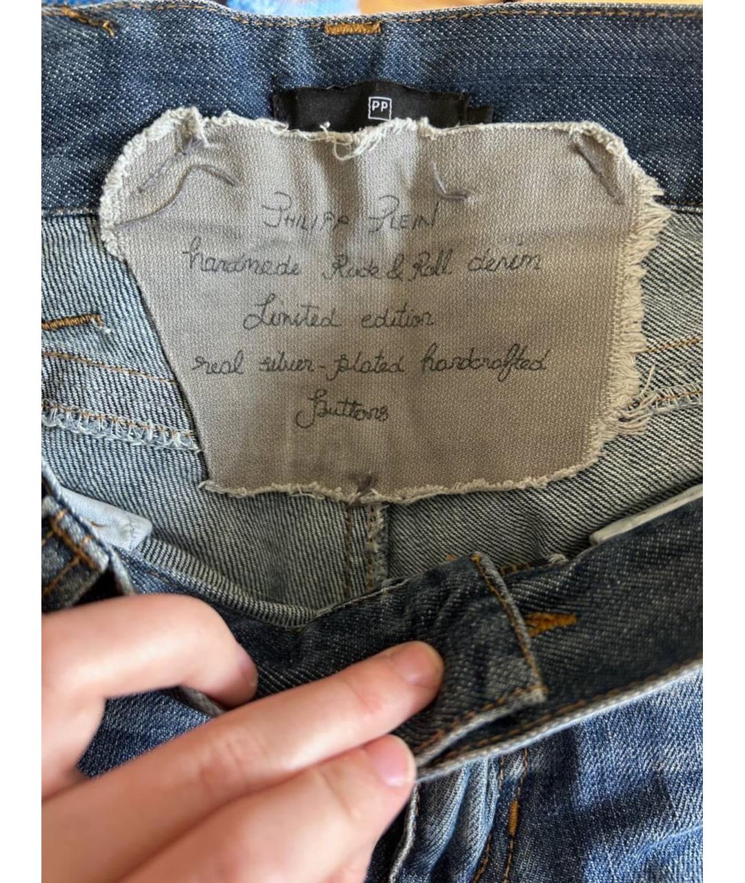PHILIPP PLEIN Синие прямые джинсы, фото 6