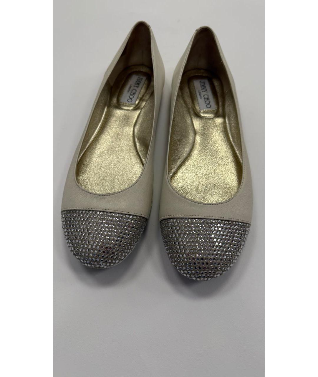 JIMMY CHOO Бежевые кожаные балетки, фото 3