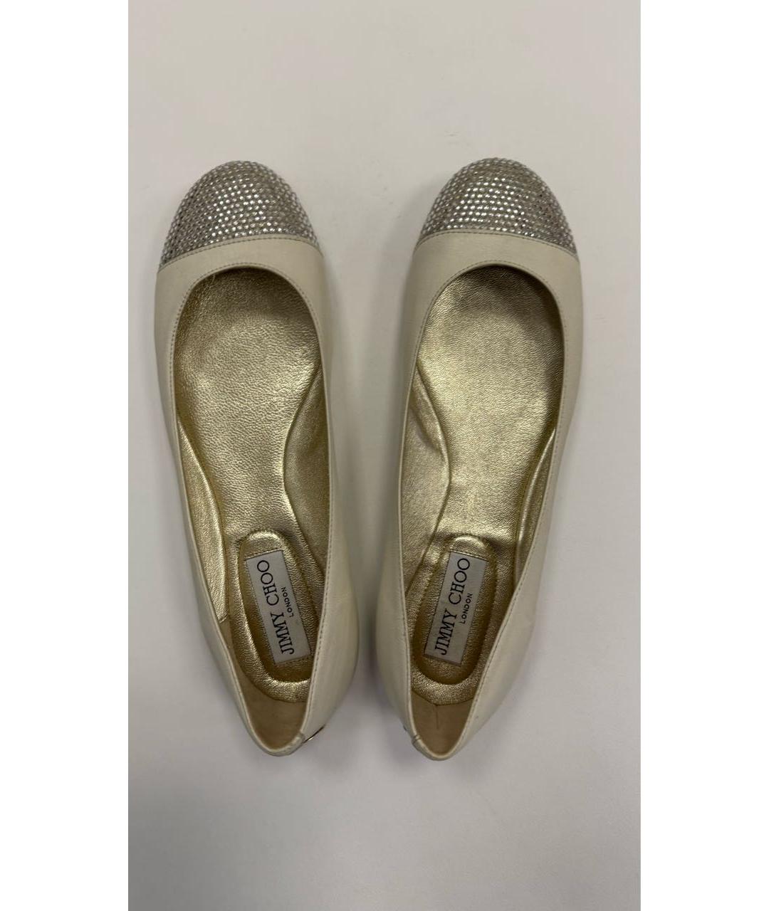 JIMMY CHOO Бежевые кожаные балетки, фото 4