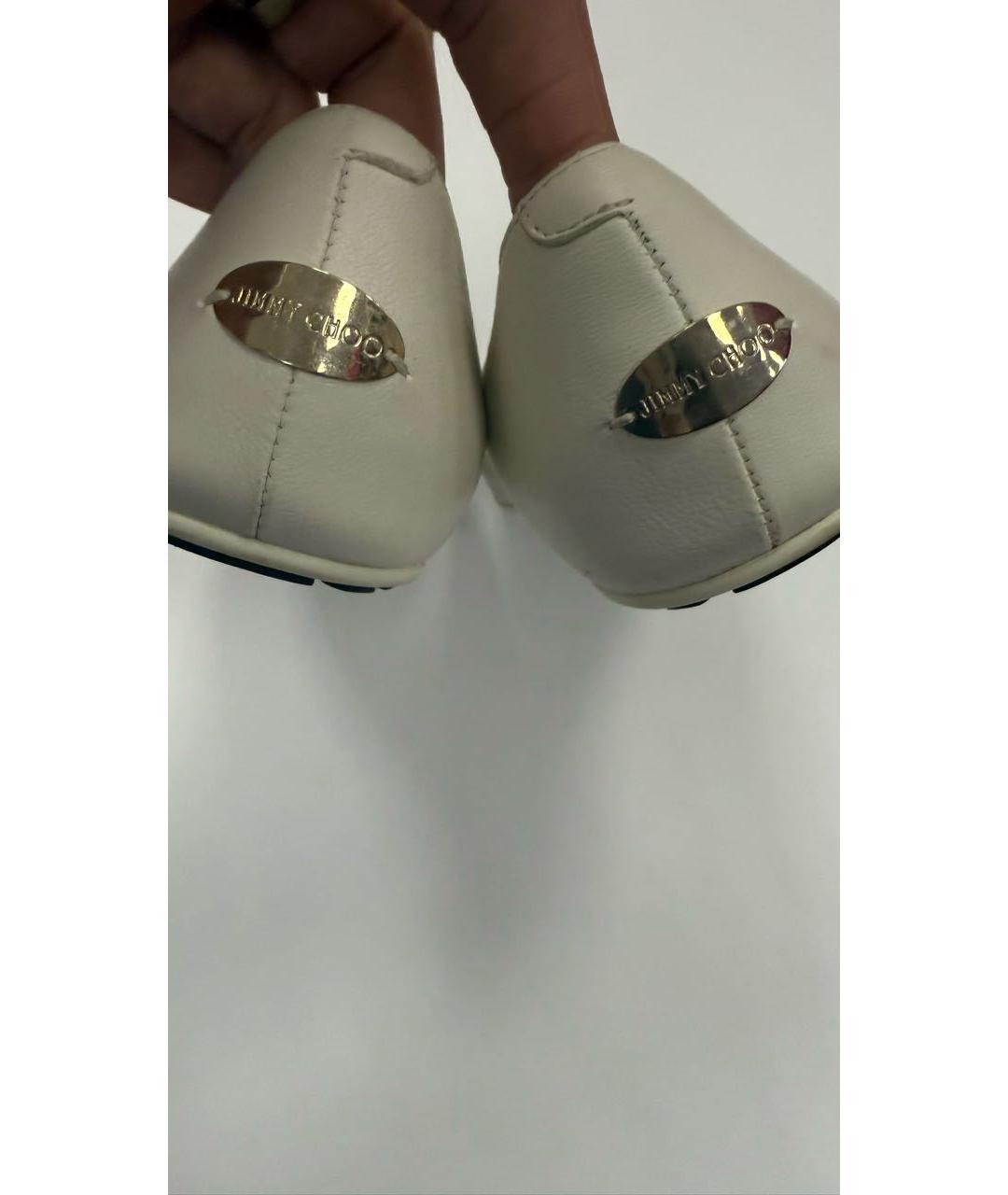 JIMMY CHOO Бежевые кожаные балетки, фото 5