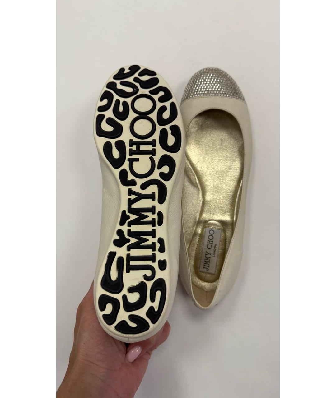 JIMMY CHOO Бежевые кожаные балетки, фото 6