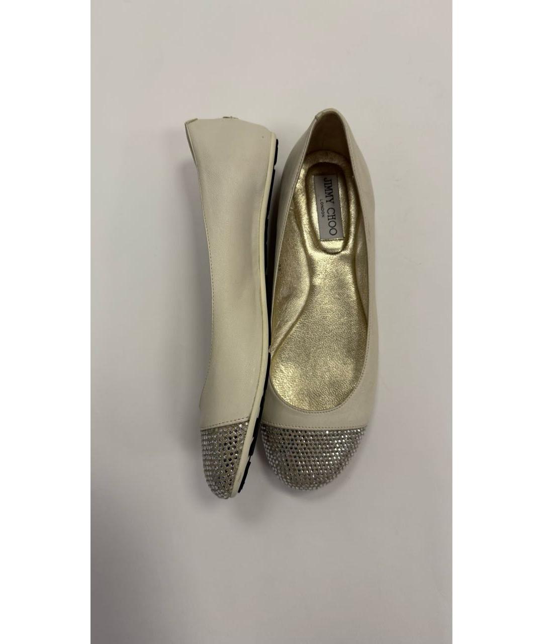 JIMMY CHOO Бежевые кожаные балетки, фото 7