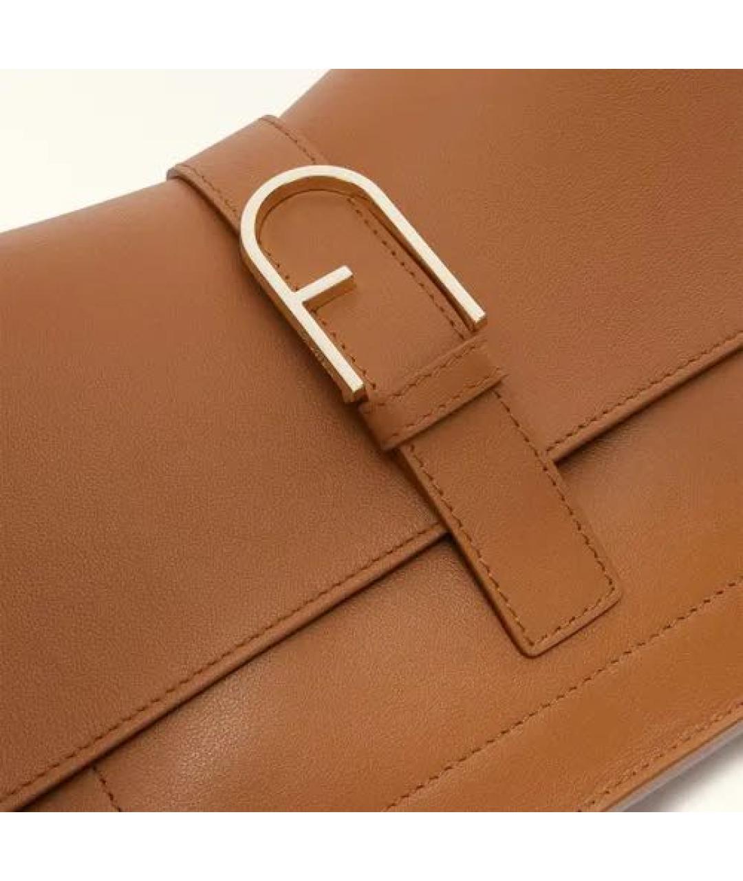 FURLA Коричневая кожаная сумка через плечо, фото 5