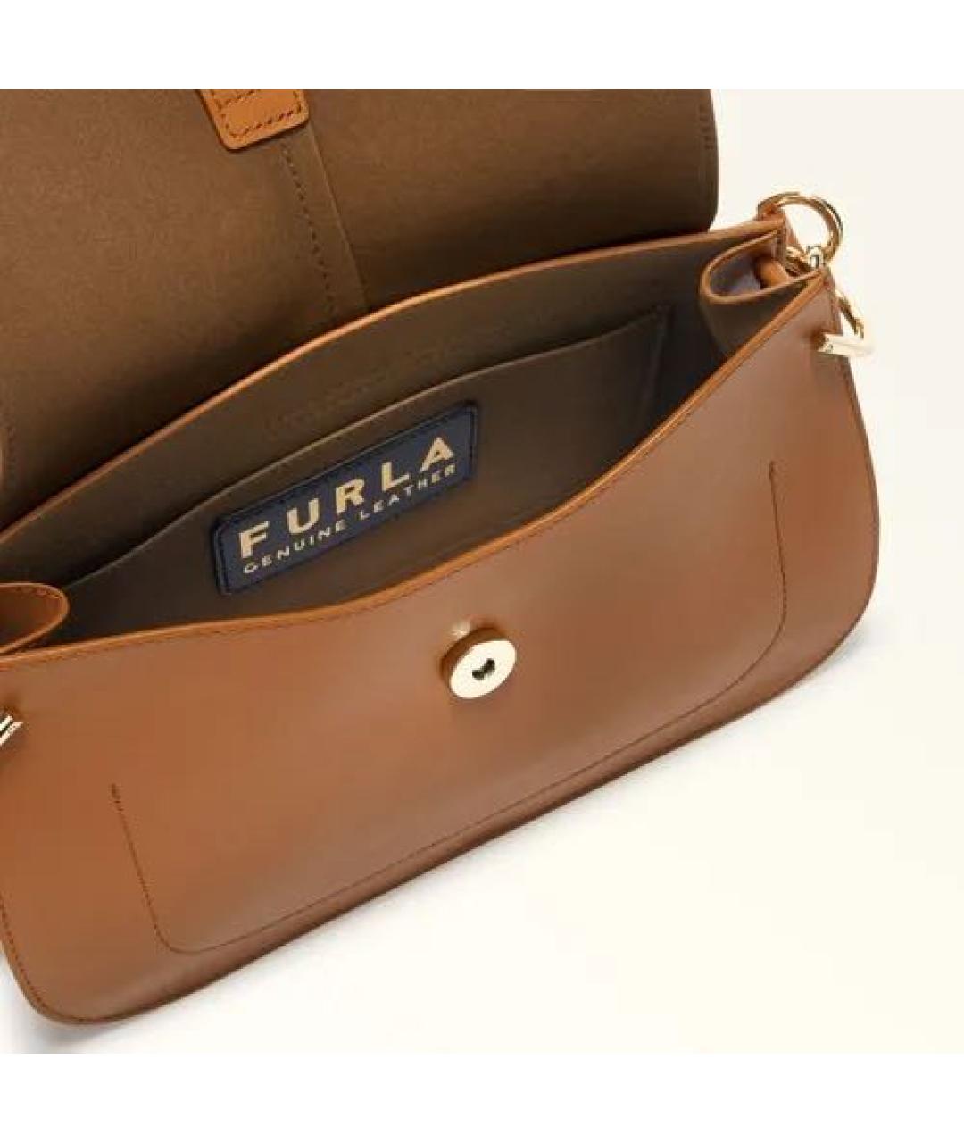 FURLA Коричневая кожаная сумка через плечо, фото 4