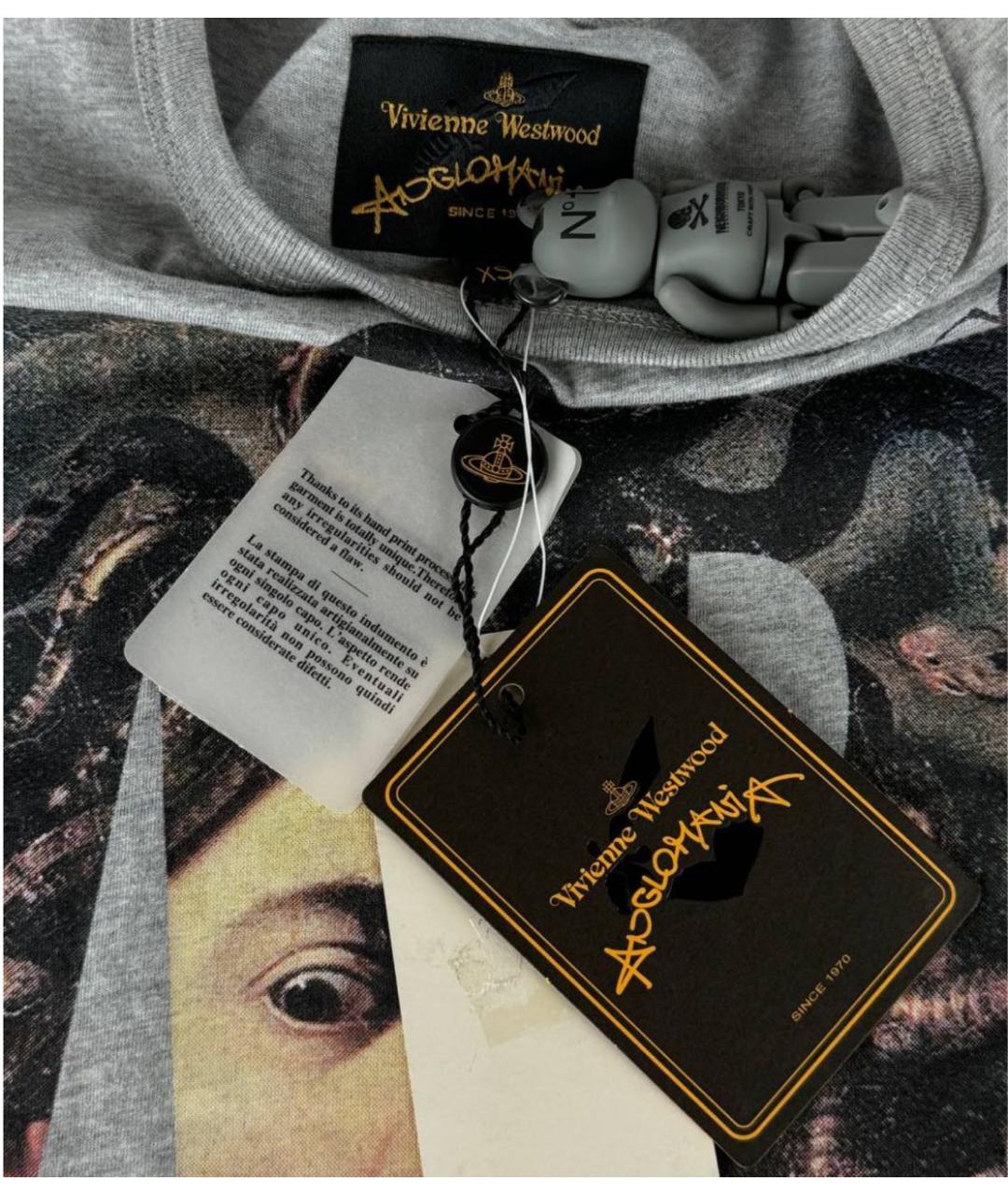 VIVIENNE WESTWOOD Серая хлопковая футболка, фото 4