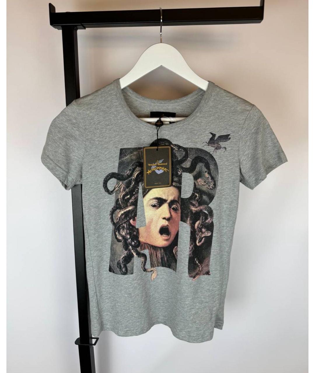 VIVIENNE WESTWOOD Серая хлопковая футболка, фото 2