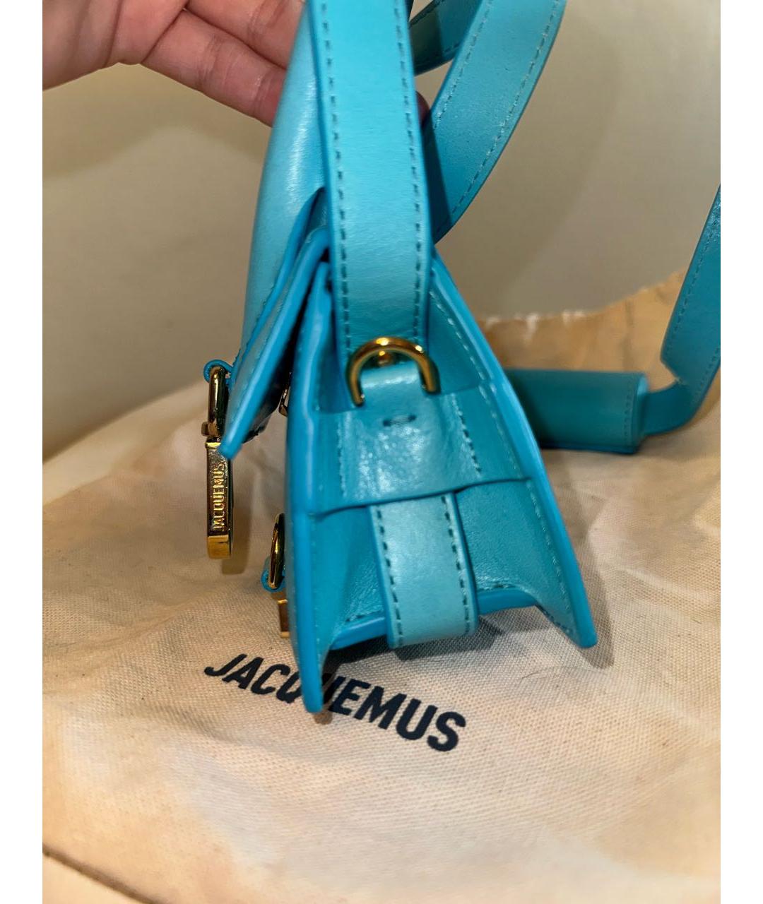 JACQUEMUS Бирюзовая кожаная сумка через плечо, фото 2