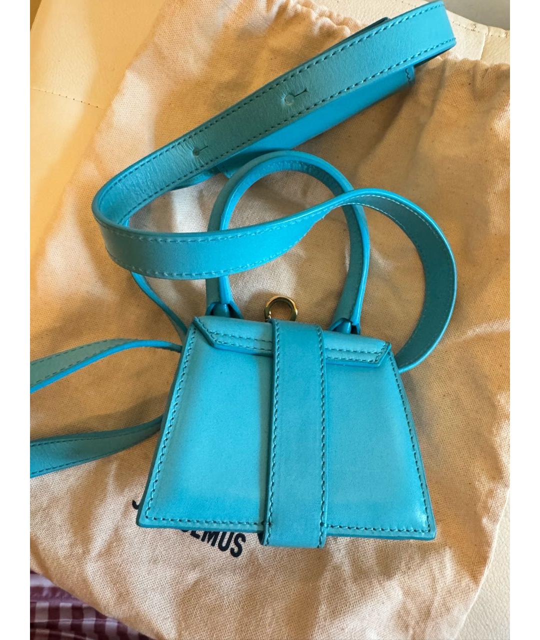 JACQUEMUS Бирюзовая кожаная сумка через плечо, фото 3