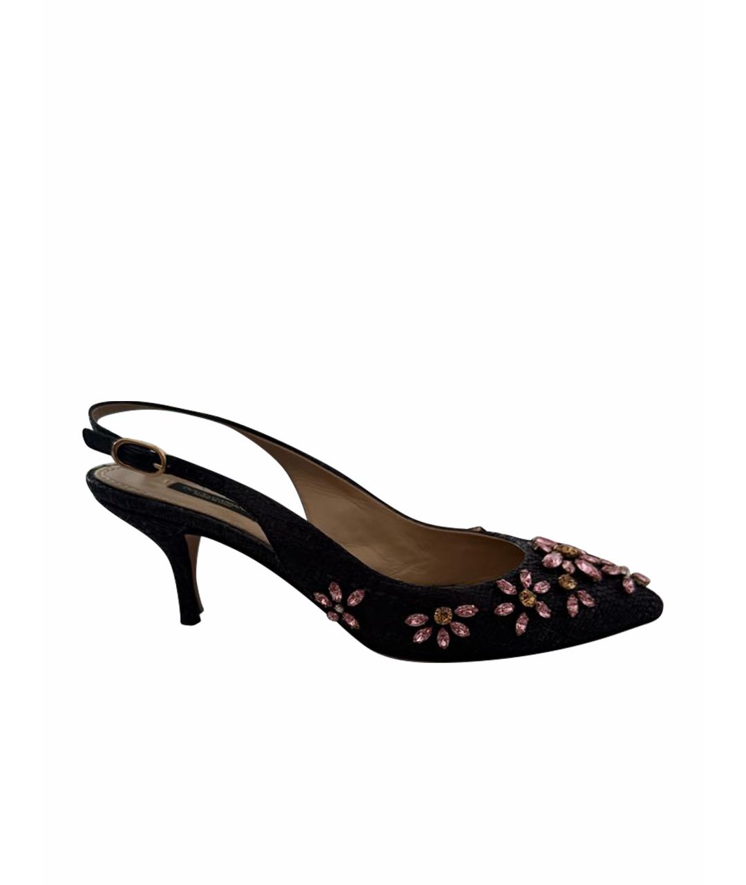 DOLCE&GABBANA Черные лодочки на низком каблуке, фото 1