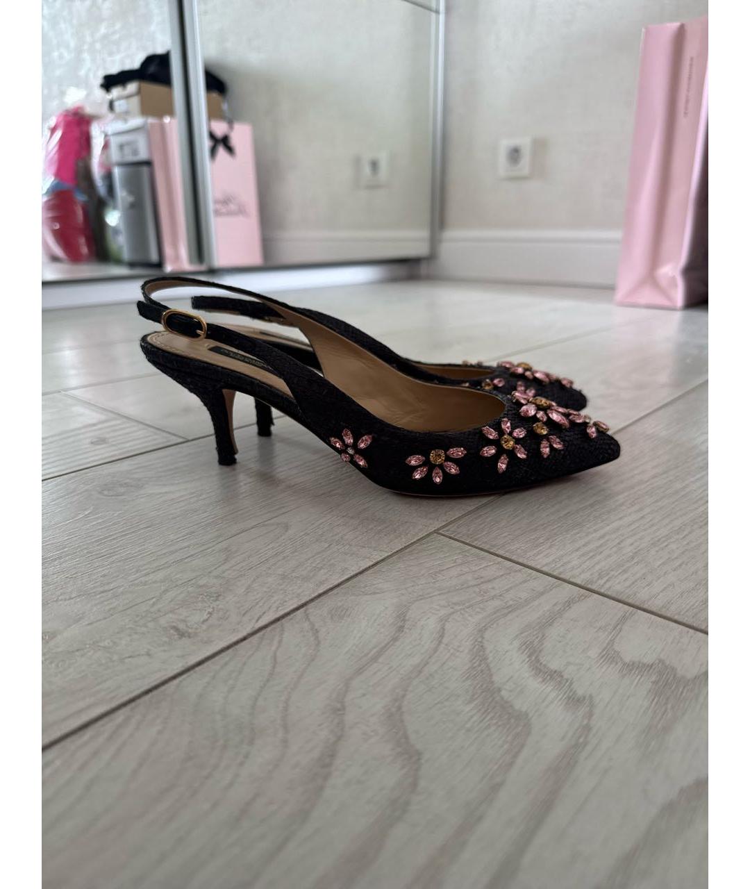 DOLCE&GABBANA Черные лодочки на низком каблуке, фото 5