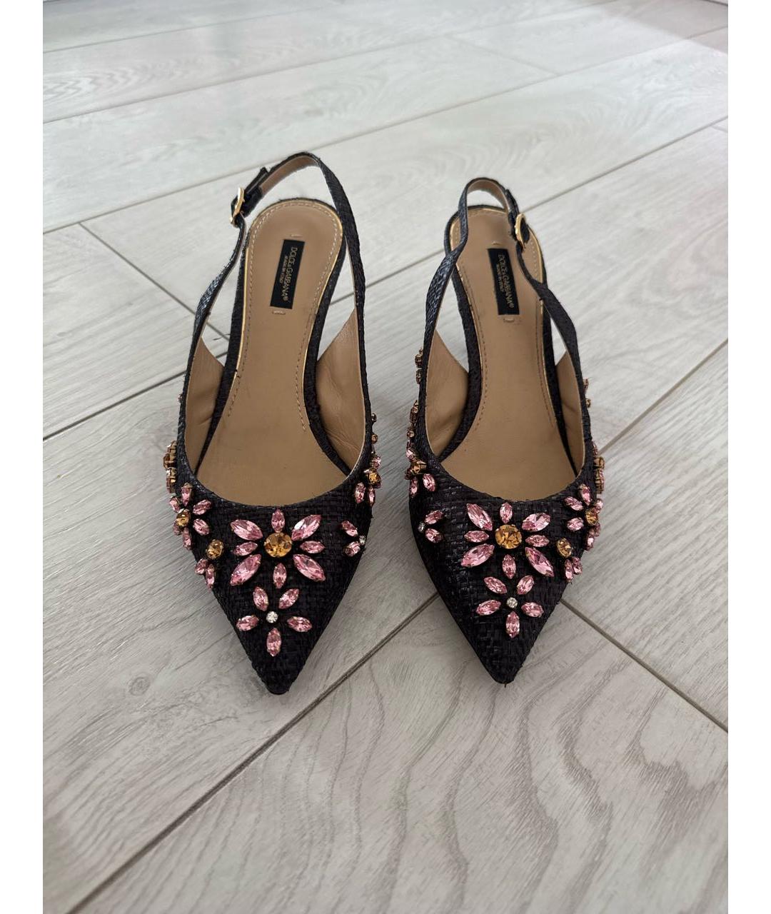 DOLCE&GABBANA Черные лодочки на низком каблуке, фото 2