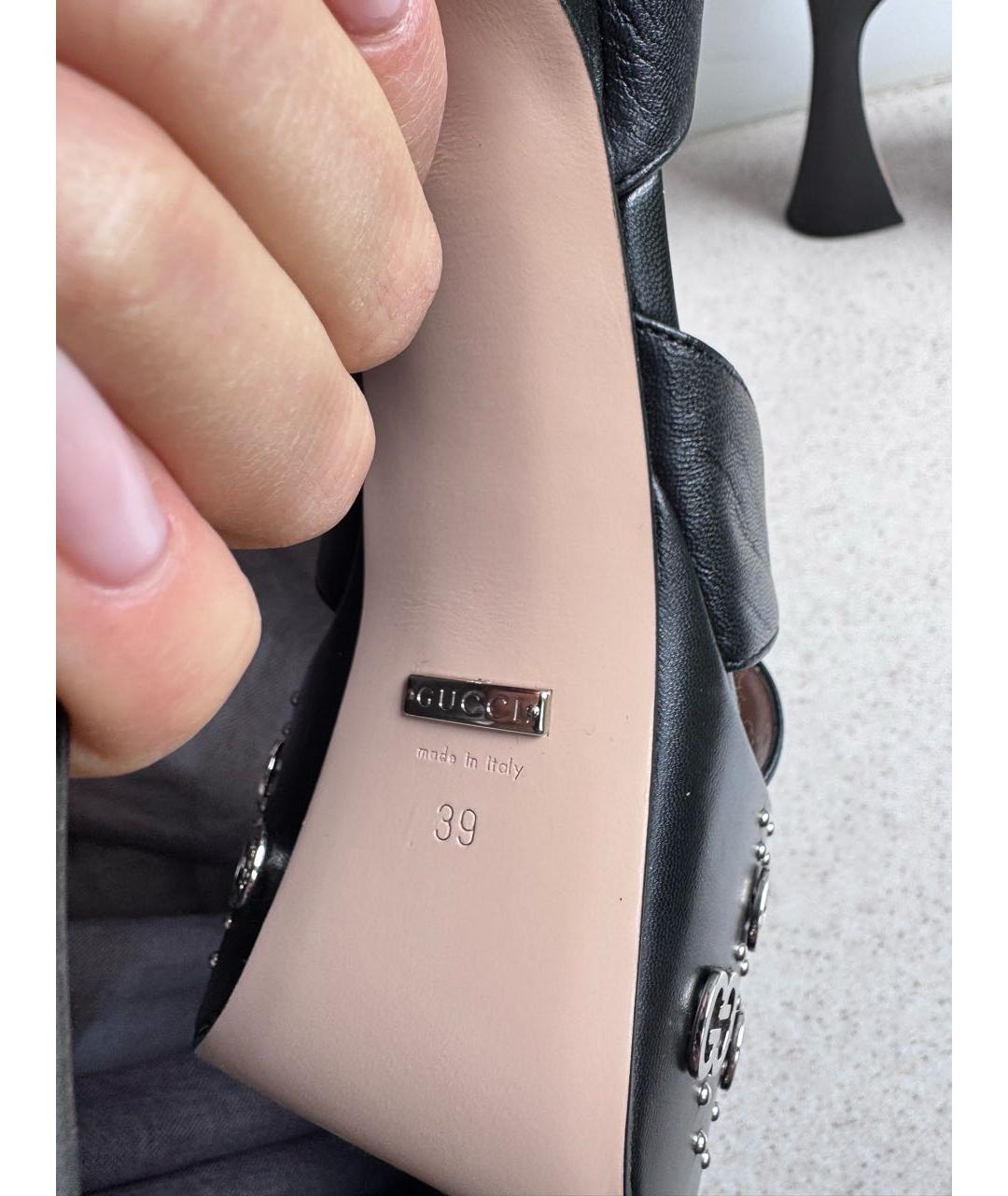 GUCCI Черные кожаные босоножки, фото 8