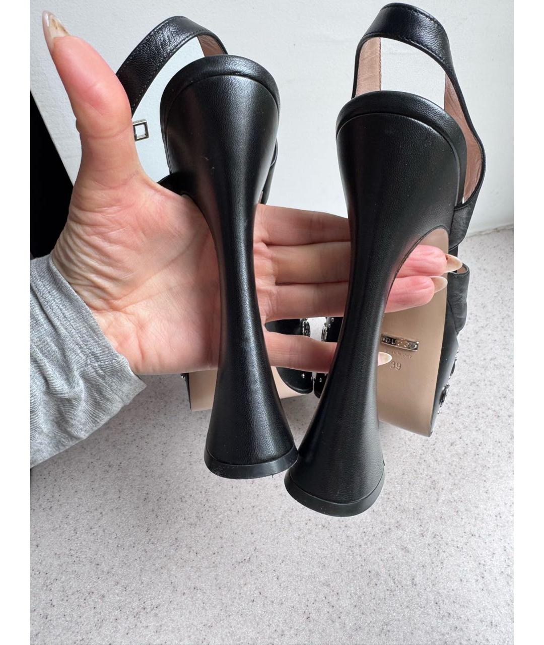 GUCCI Черные кожаные босоножки, фото 6
