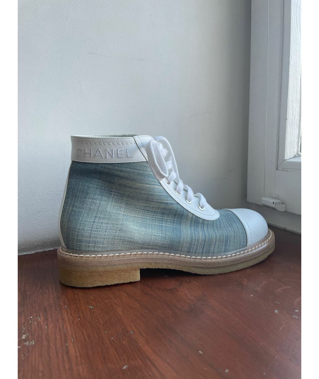 CHANEL PRE-OWNED Голубые кожаные ботинки, фото 8