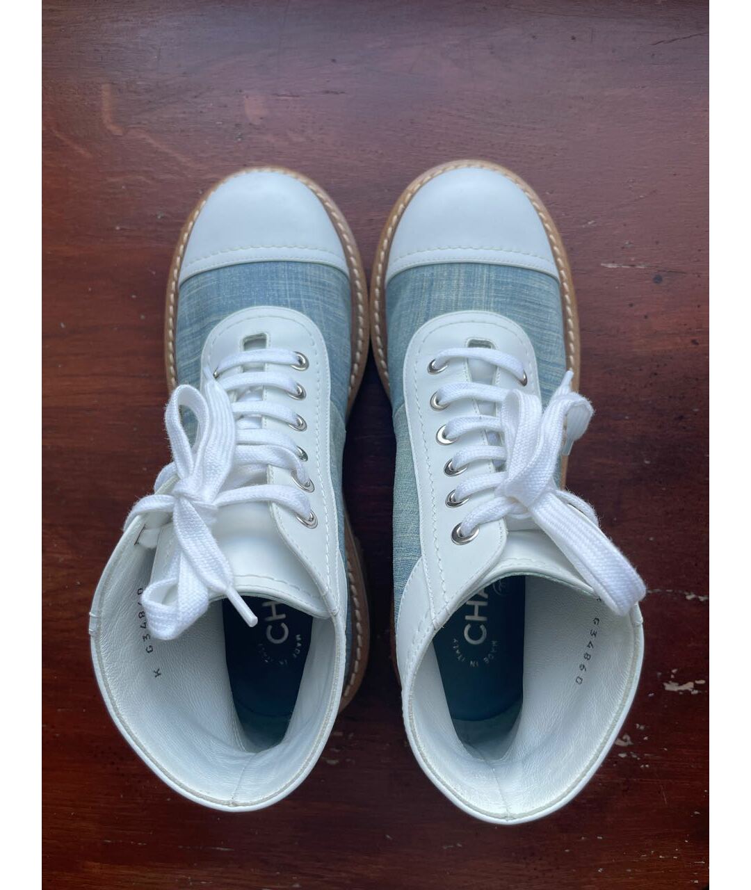 CHANEL PRE-OWNED Голубые кожаные ботинки, фото 3