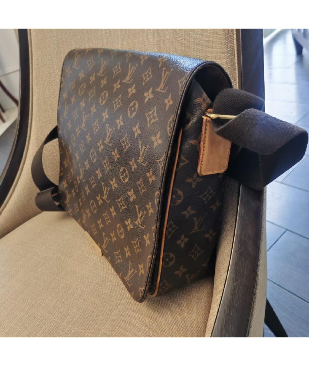 LOUIS VUITTON Коричневая кожаная сумка на плечо, фото 6