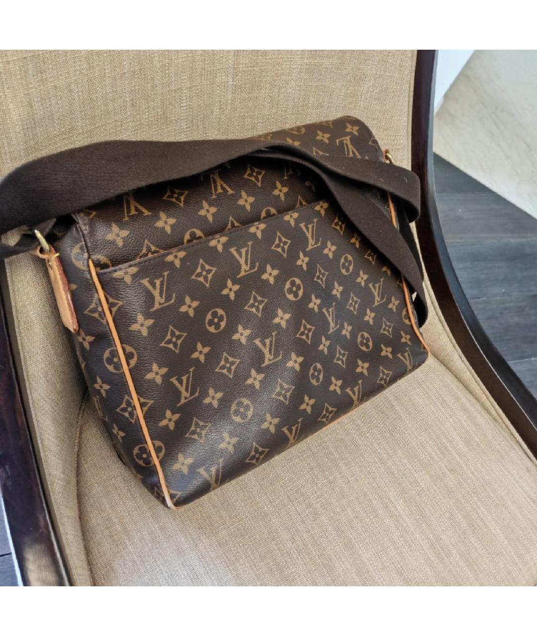 LOUIS VUITTON Коричневая кожаная сумка на плечо, фото 8