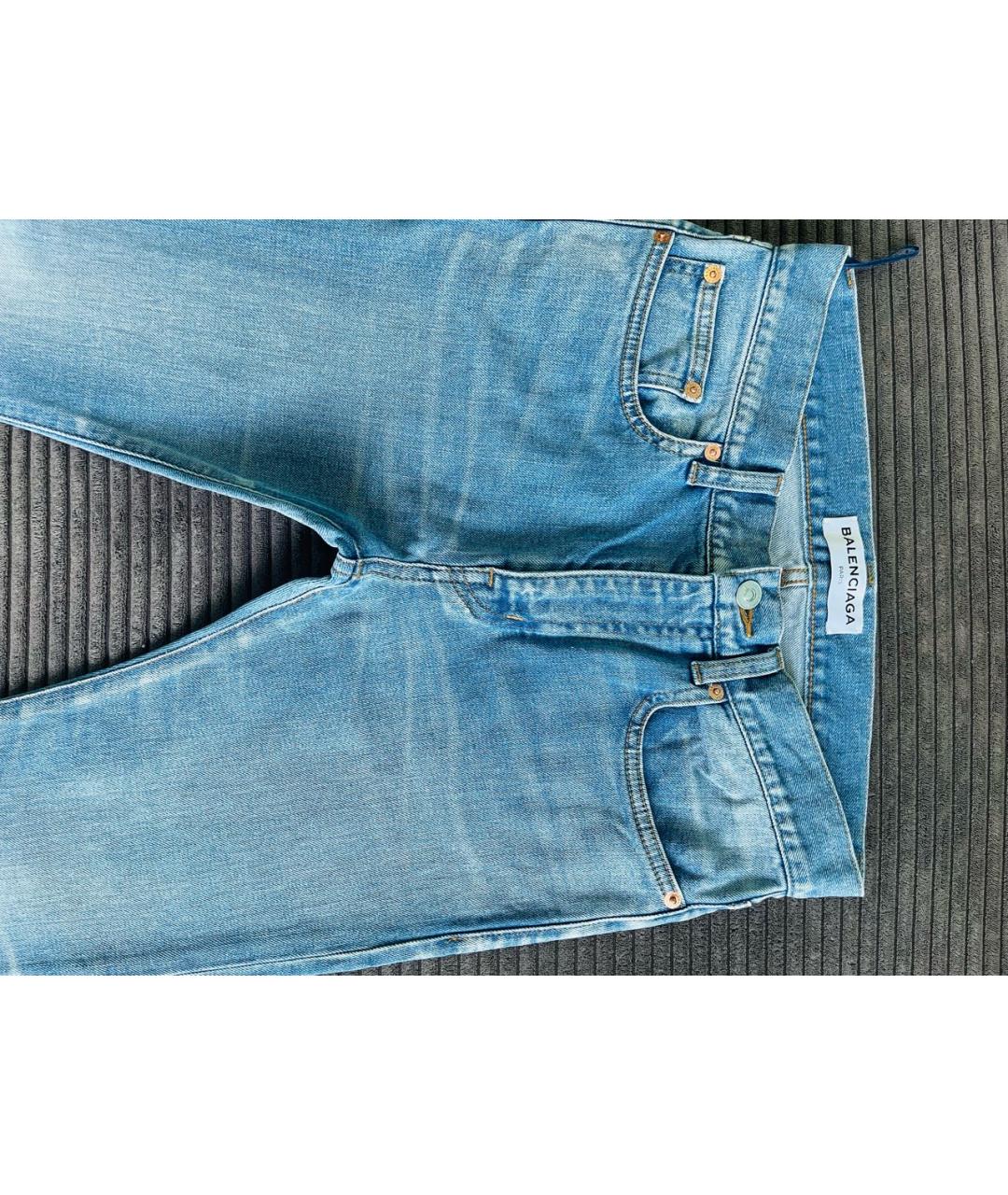 BALENCIAGA Голубые хлопковые джинсы слим, фото 6