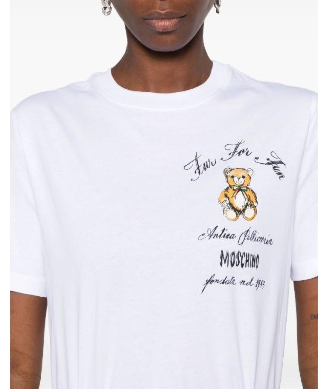 MOSCHINO Белая хлопковая футболка, фото 2