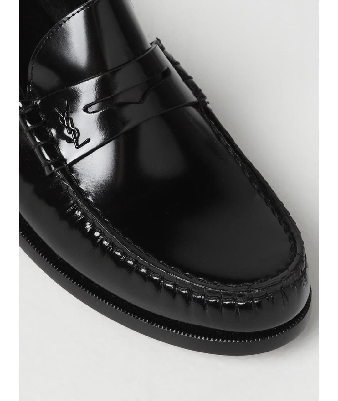 SAINT LAURENT Черные лоферы из лакированной кожи, фото 4
