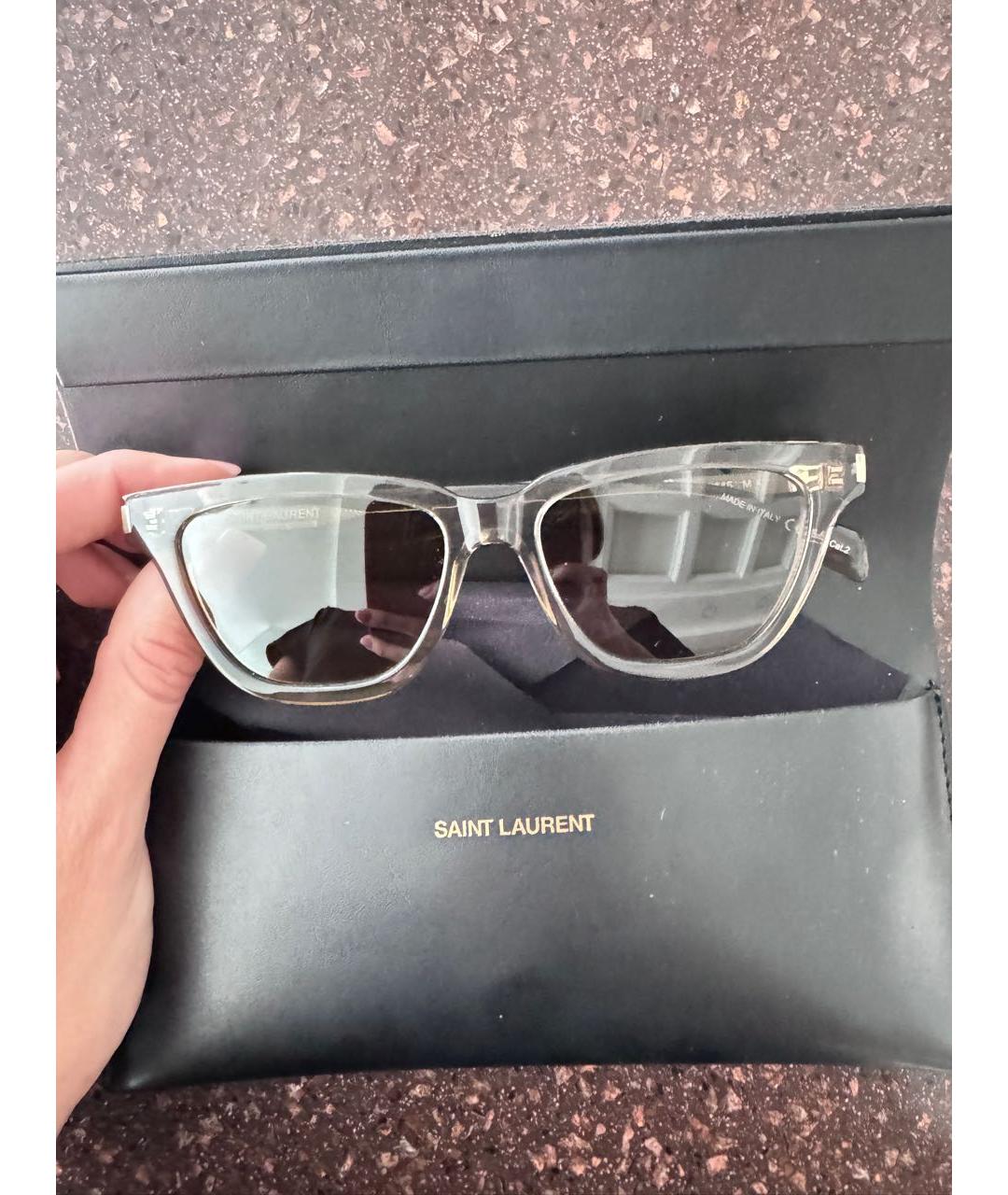 SAINT LAURENT Хаки пластиковые солнцезащитные очки, фото 5