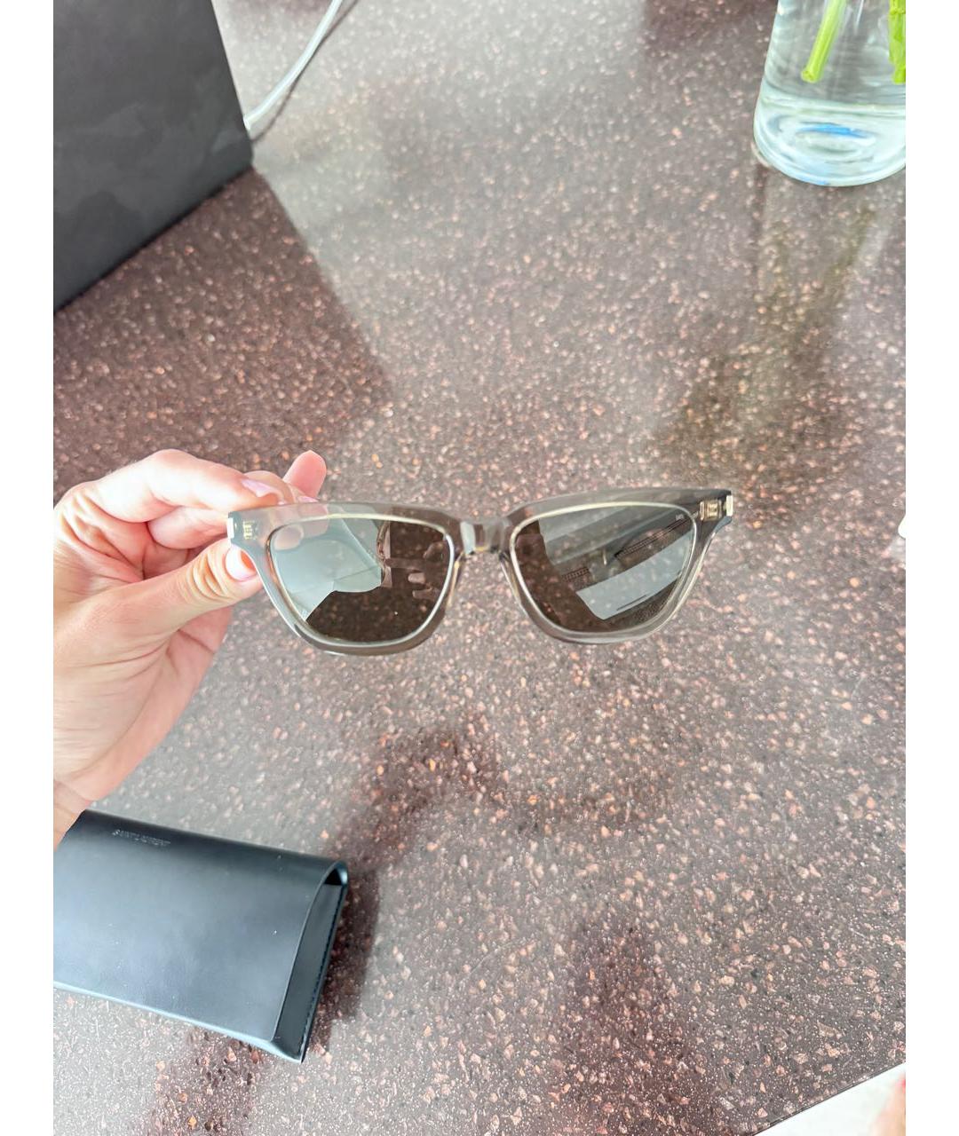 SAINT LAURENT Хаки пластиковые солнцезащитные очки, фото 4