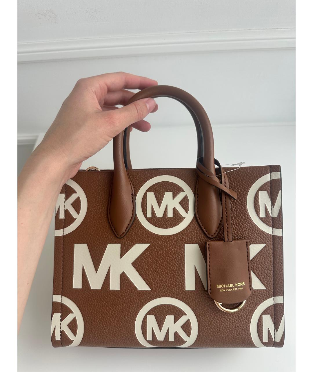 MICHAEL MICHAEL KORS Коричневая кожаная сумка тоут, фото 2