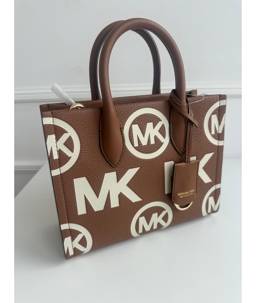MICHAEL MICHAEL KORS Коричневая кожаная сумка тоут, фото 8