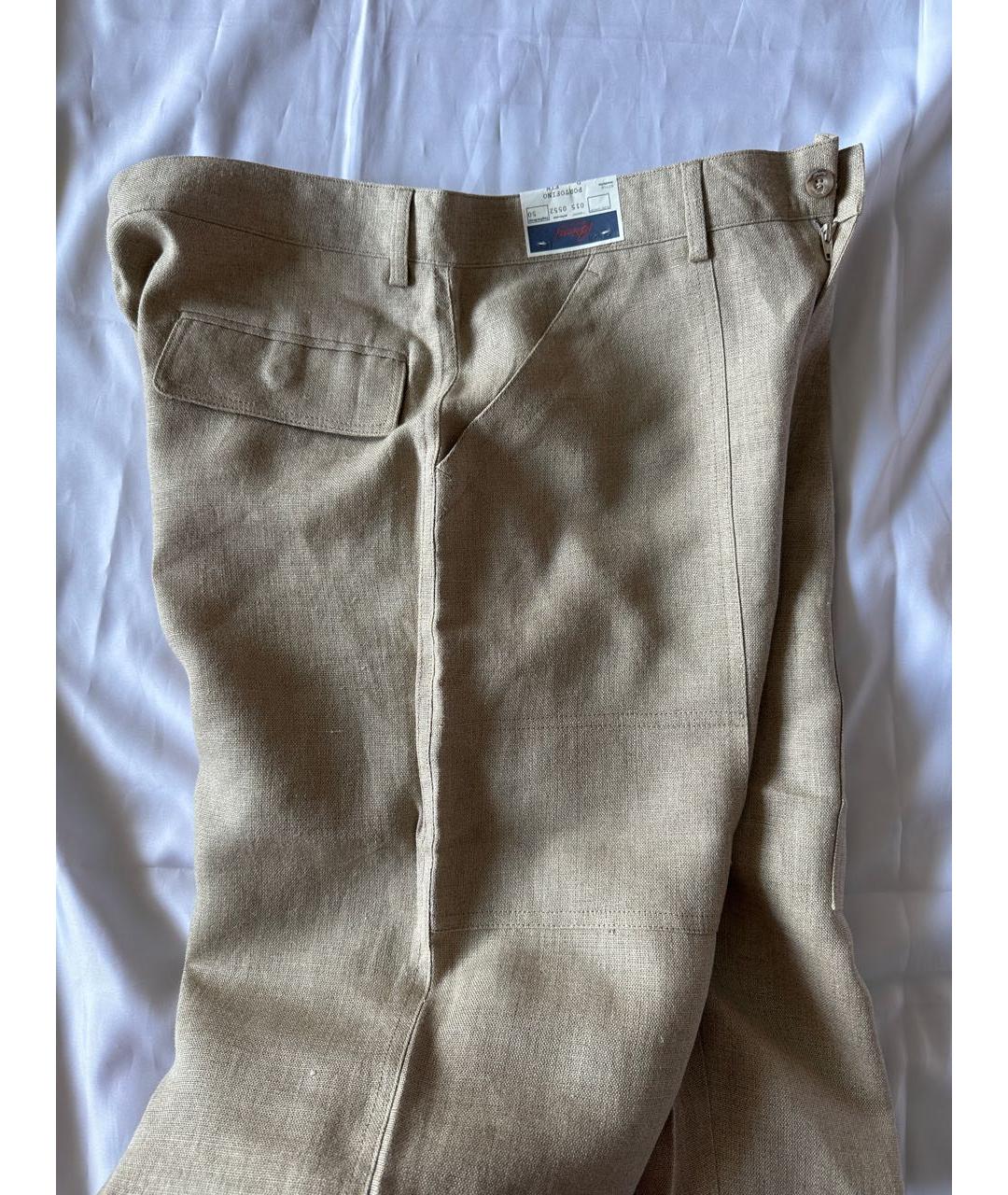 BRIONI Бежевые хлопковые повседневные брюки, фото 3
