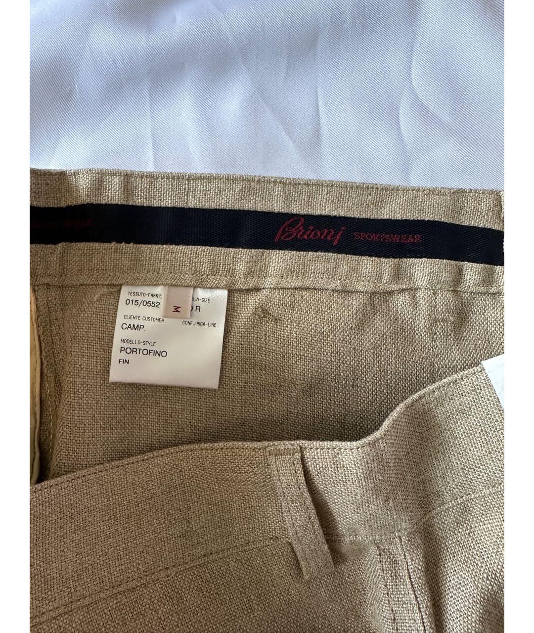 BRIONI Бежевые хлопковые повседневные брюки, фото 5