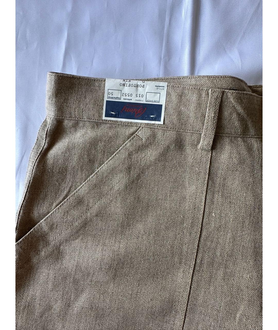 BRIONI Бежевые хлопковые повседневные брюки, фото 4